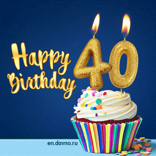 Happy Birthday - 40 Years Old Animated Card - Download on Davno